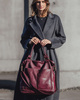 Torebka skórzana XL shopper vintage bag z kieszeniami vera pelle - MARCO MAZZINI burgund