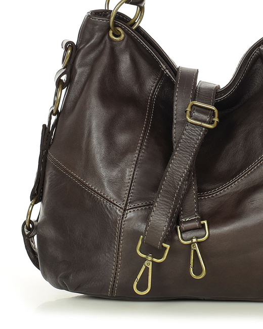 MARCO MAZZINI Miejska torebka skórzana na ramię city sholder handmade bag brąz caffe