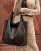MARCO MAZZINI Torebka miejski shopper bag skóra naturalna handmade ciemny brąz caffe