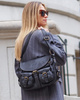 MARCO MAZZINI Skórzana torebka listonoszka z kieszeniami safari handmade bag czarna