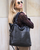 Torebka skórzana XL shopper vintage bag z kieszeniami vera pelle - MARCO MAZZINI czarny