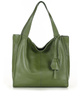 Modna torebka damska skórzany shopper bag - MARCO MAZZINI Portofino Max zielony khaki
