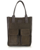Torebka zamszowa shopper bag z kieszeniami skóra naturalna - MARCO MAZZINI ciemny brąz