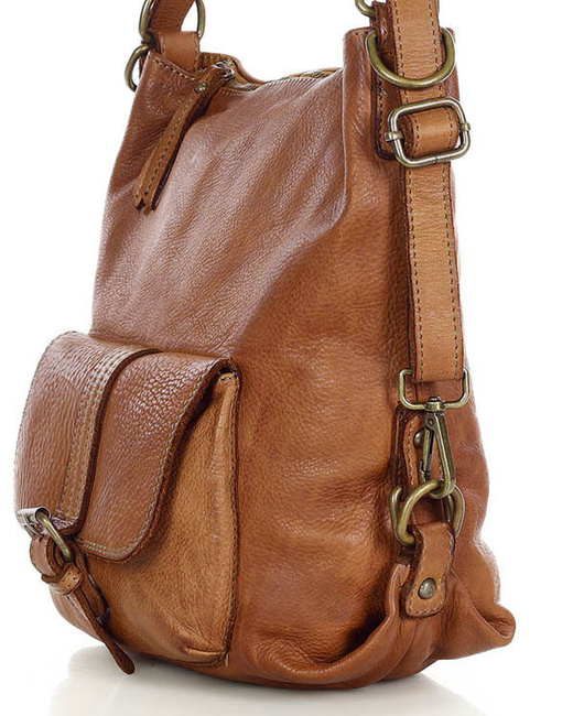 Torba skórzana dla wymagających z opcją plecak old school leather bag - MARCO MAZZINI camel