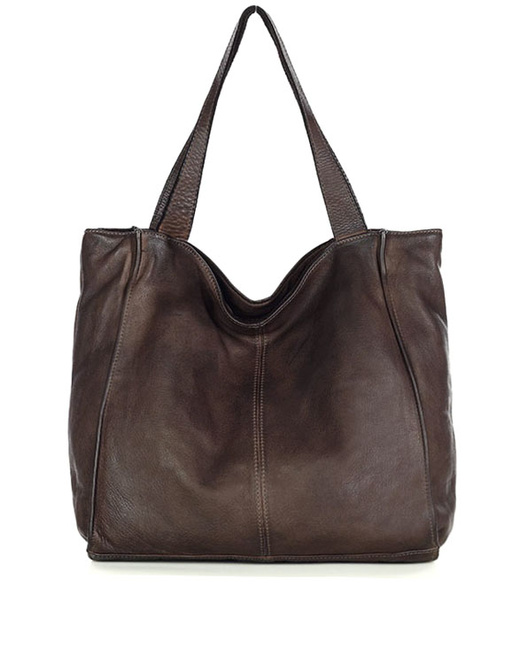 MARCO MAZZINI Torebka miejski shopper bag skóra naturalna handmade ciemny brąz caffe