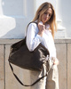 Duża torebka skórzana oversize style shopper bag - MARCO MAZZINI ciemny brąz caffe