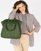 Torba damska pleciona shopper & shoulder leather bag - MARCO MAZZINI zielony militare