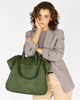 Torba damska pleciona shopper & shoulder leather bag - MARCO MAZZINI zielony militare